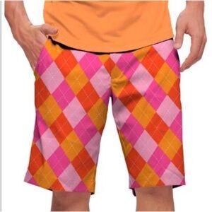 Loudmouth Raspberry Surebet argyle golf short Size 38